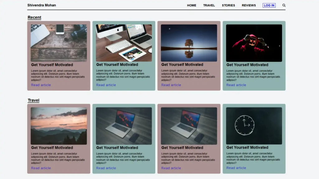 Early version of my personal website design built before LifeVelo